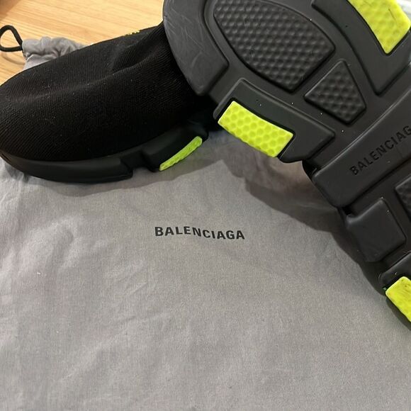 Balenciaga Speed Trainer Clearsole Yellow Fluo/Balenciaga Dust Bag Size 10 $1150 - Picture 4 of 9
